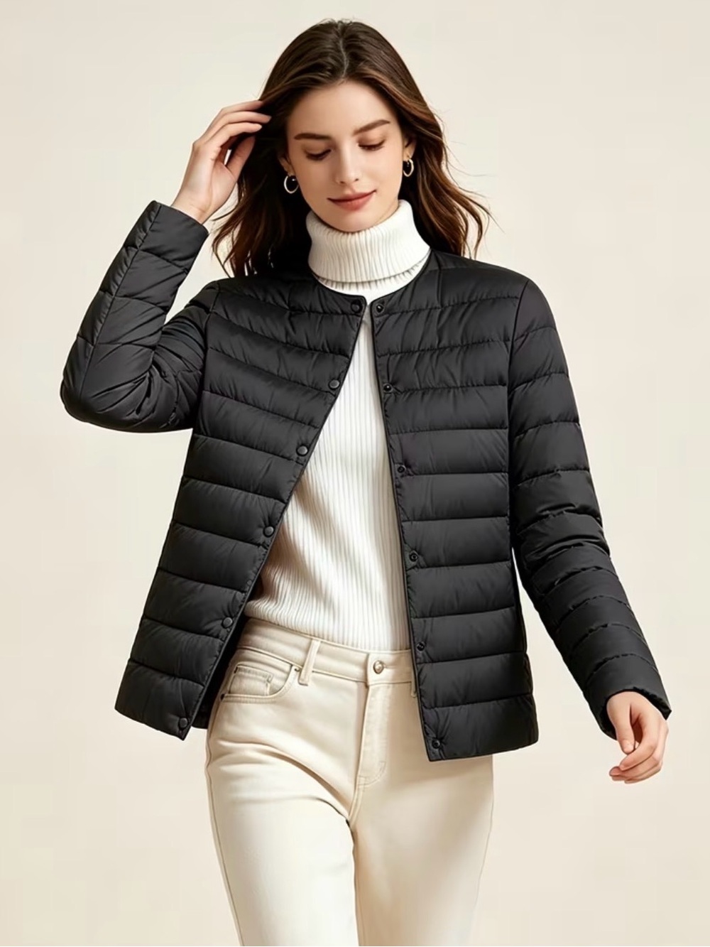 New Light & Thin Autumn & Winter Round Neck Puffer Jacket XXL